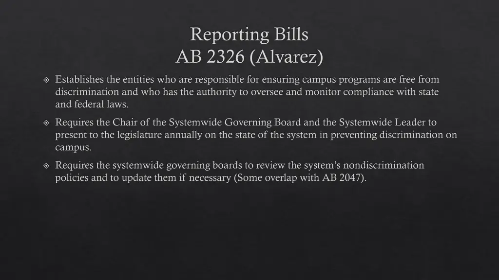 reporting bills ab 2326 alvarez