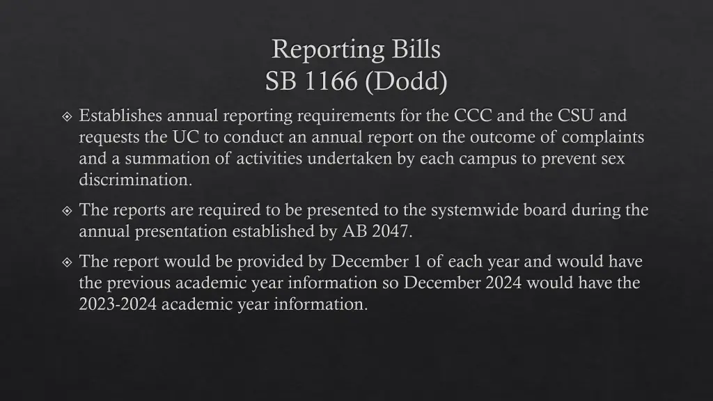 reporting bills sb 1166 dodd