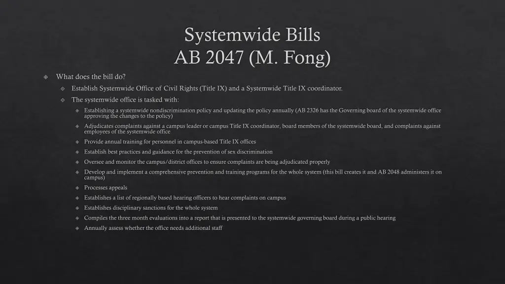 systemwide bills ab 2047 m fong