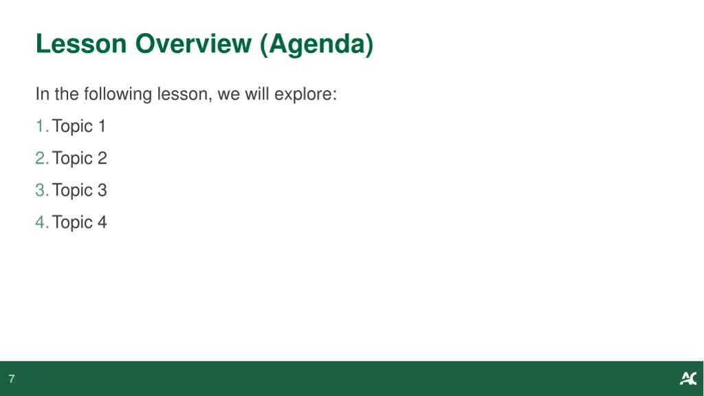 lesson overview agenda