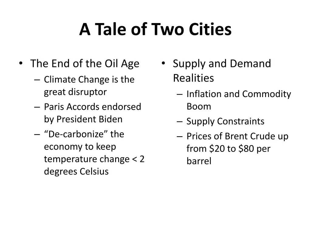 a tale of two cities