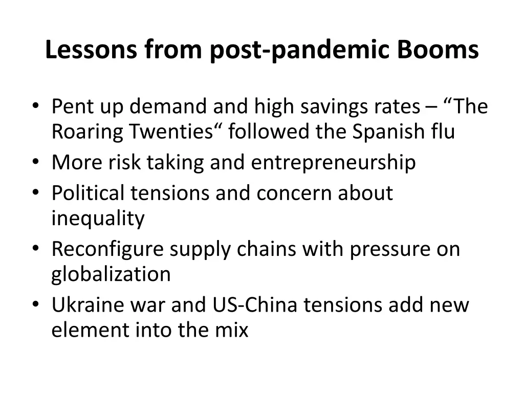 lessons from post pandemic booms