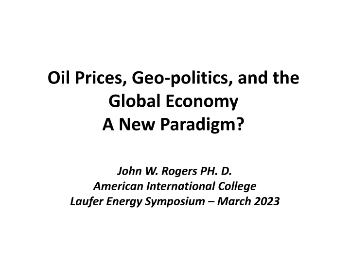 oil prices geo politics and the global economy