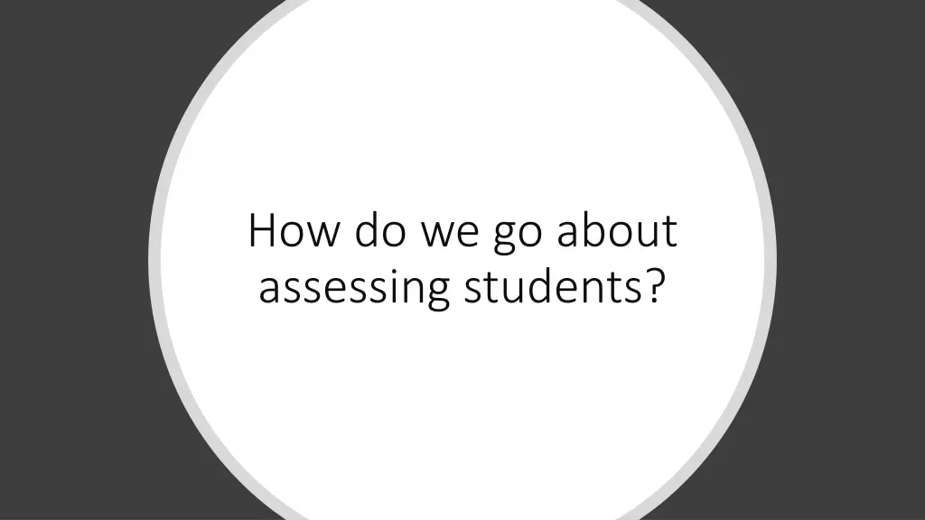 how do we go about assessing students