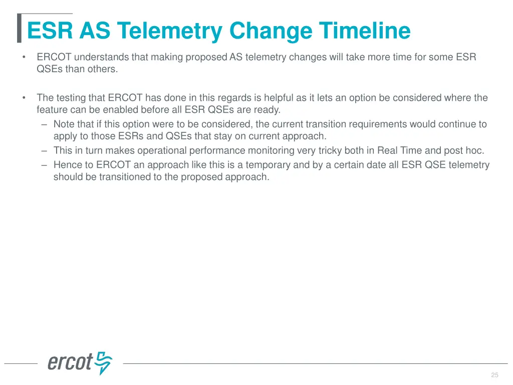 esr as telemetry change timeline