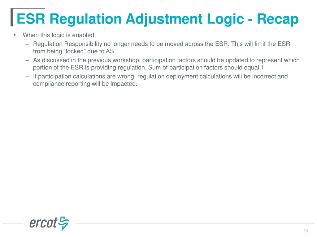 esr regulation adjustment logic recap
