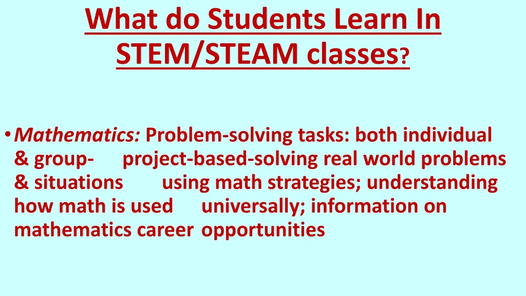 what do students learn in stem steam classes 2