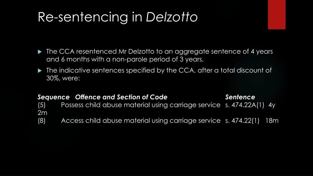 re sentencing in delzotto