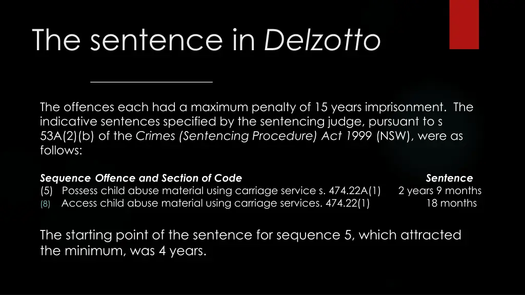 the sentence in delzotto