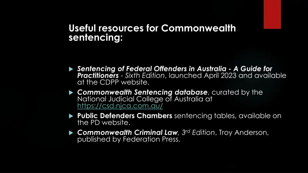 useful resources for commonwealth sentencing