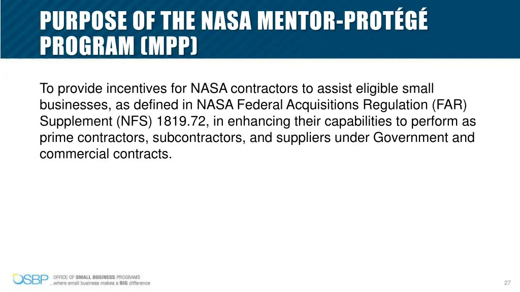 purpose of the nasa mentor prot g program mpp