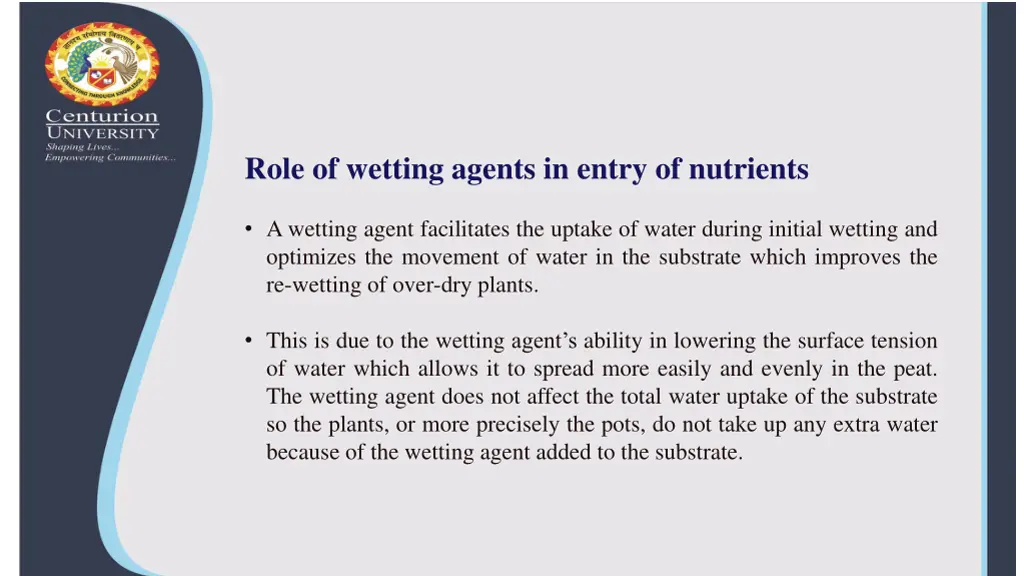 role of wetting agents in entry of nutrients