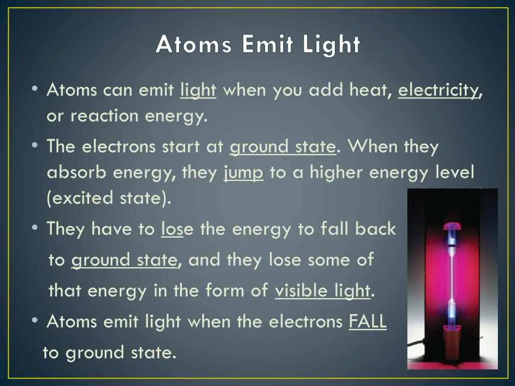 atoms emit light