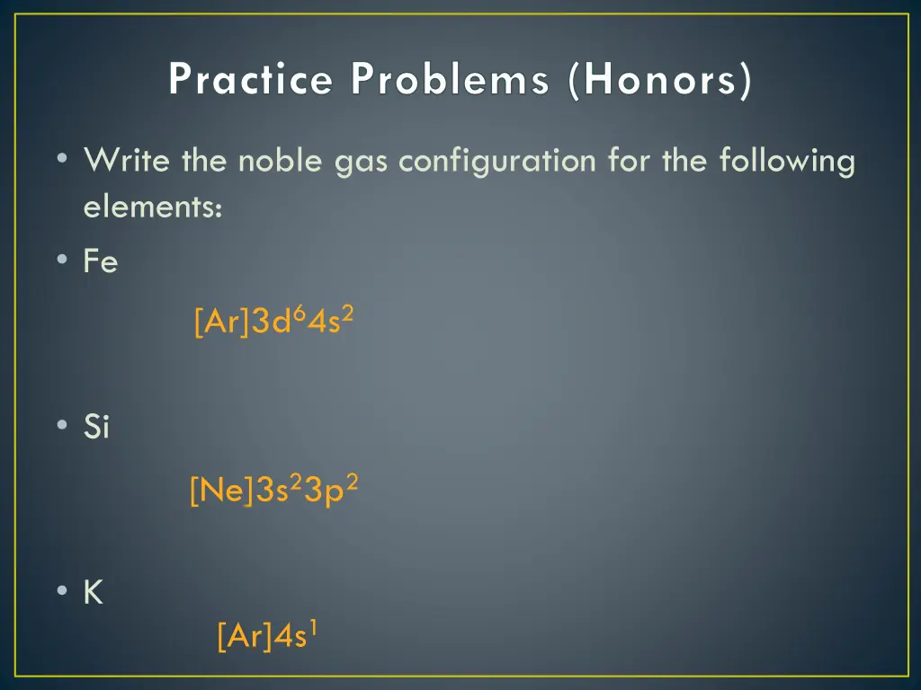 practice problems honors