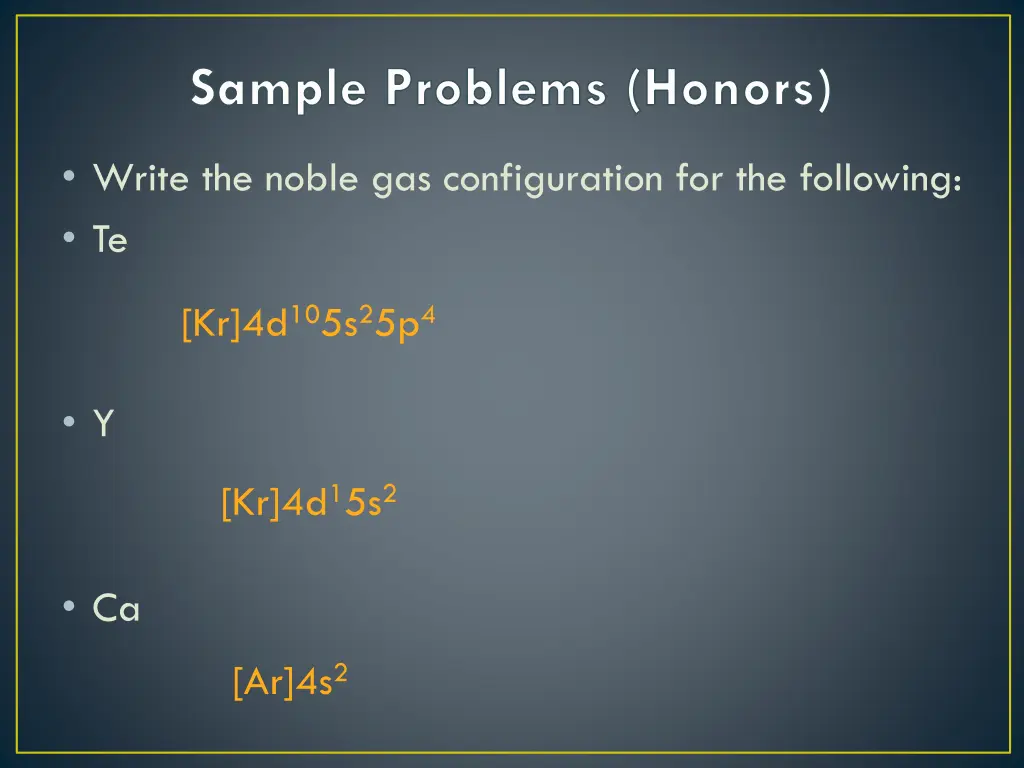 sample problems honors