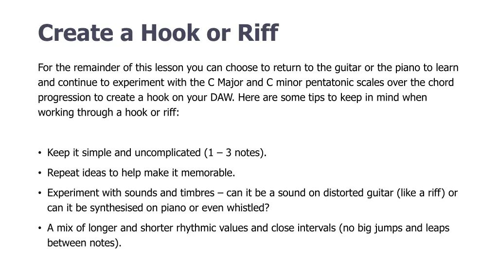 create a hook or riff