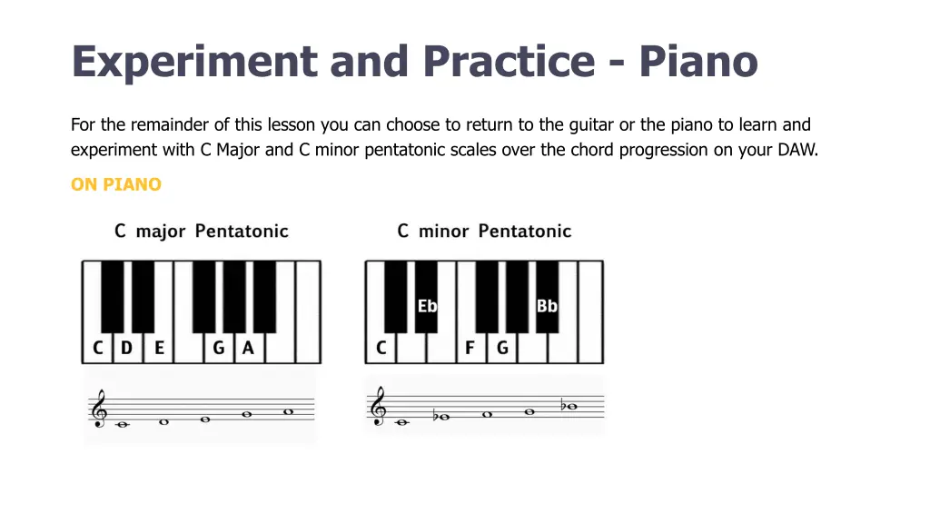 experiment and practice piano