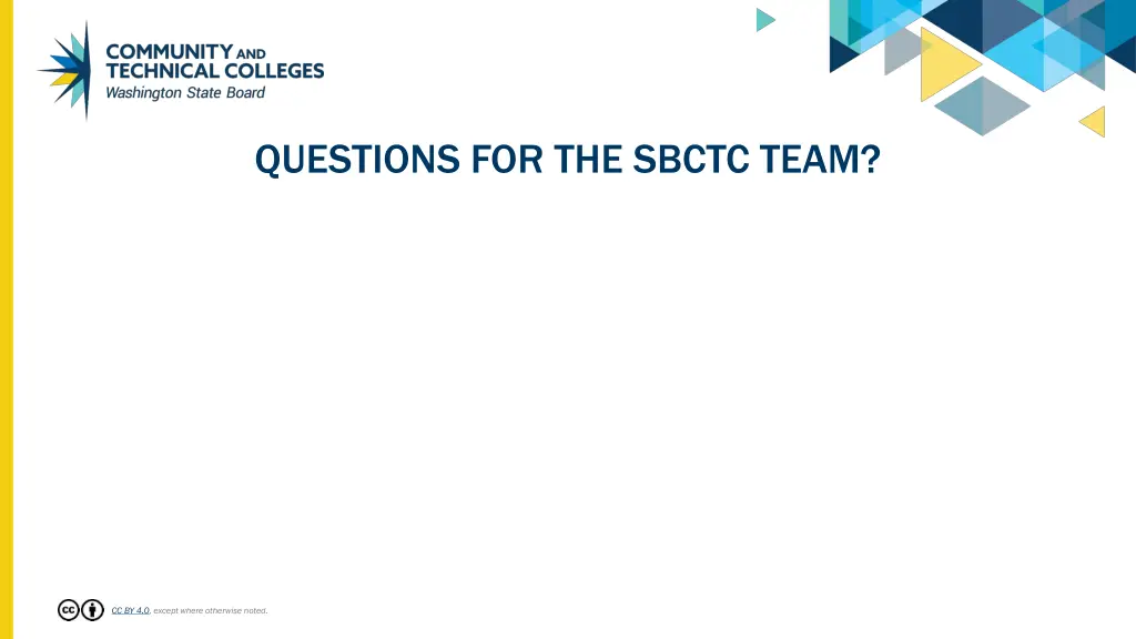 questions for the sbctc team