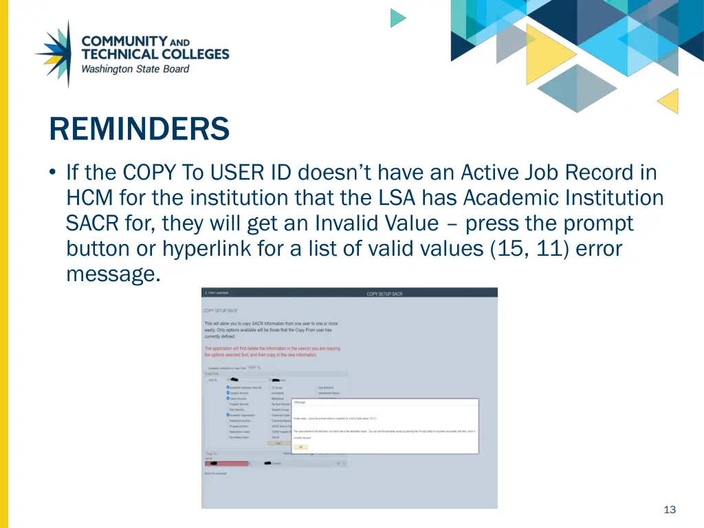 reminders if the copy to user id doesn t have