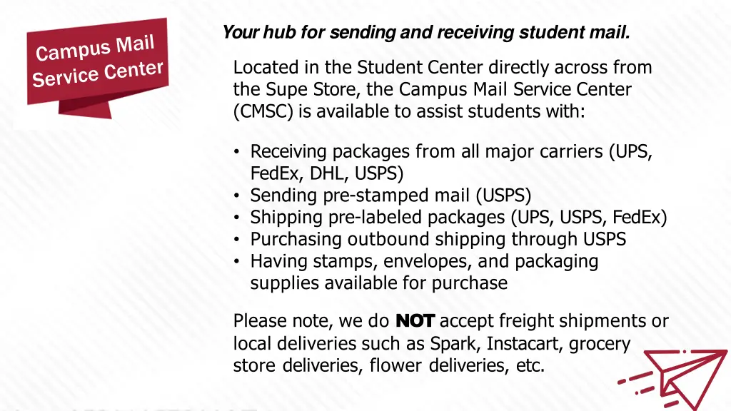 your hub for sending and receiving student mail