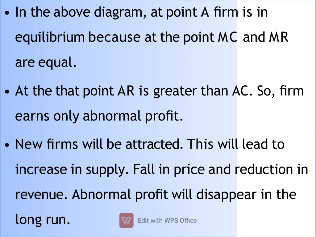 in the above diagram at point a firm is in