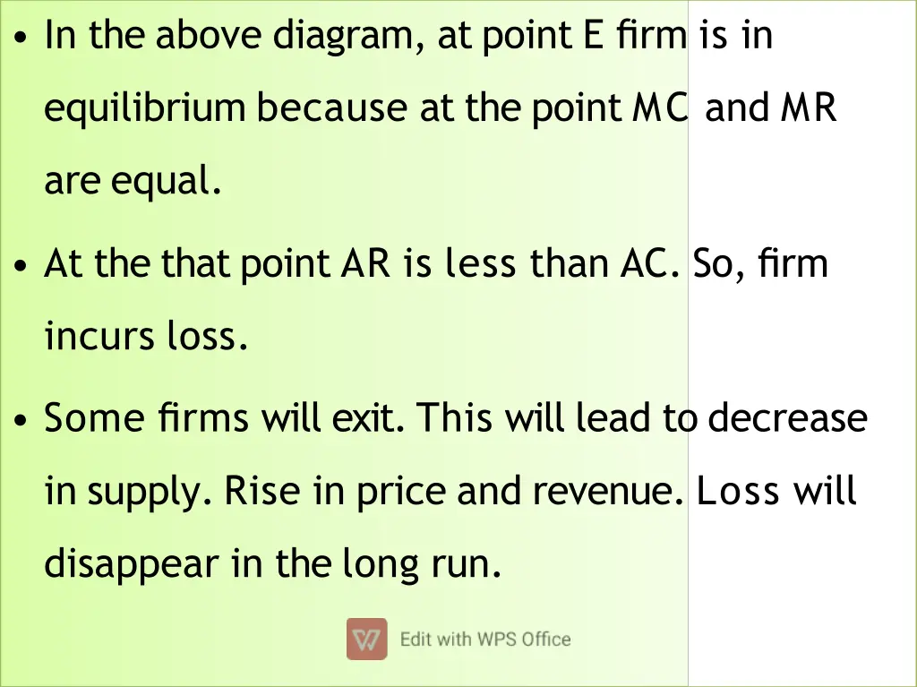 in the above diagram at point e firm is in 1