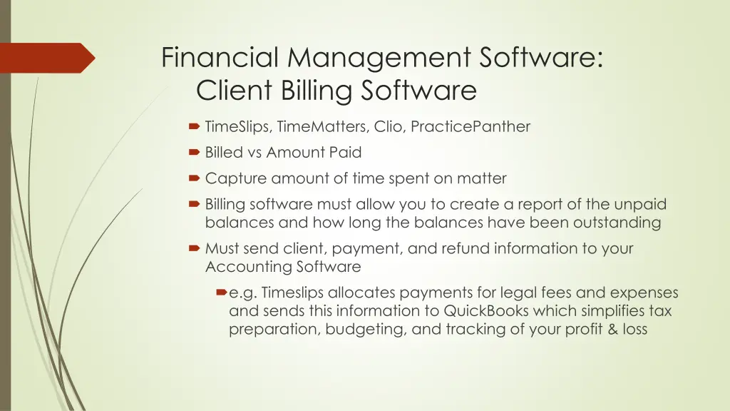 financial management software client billing