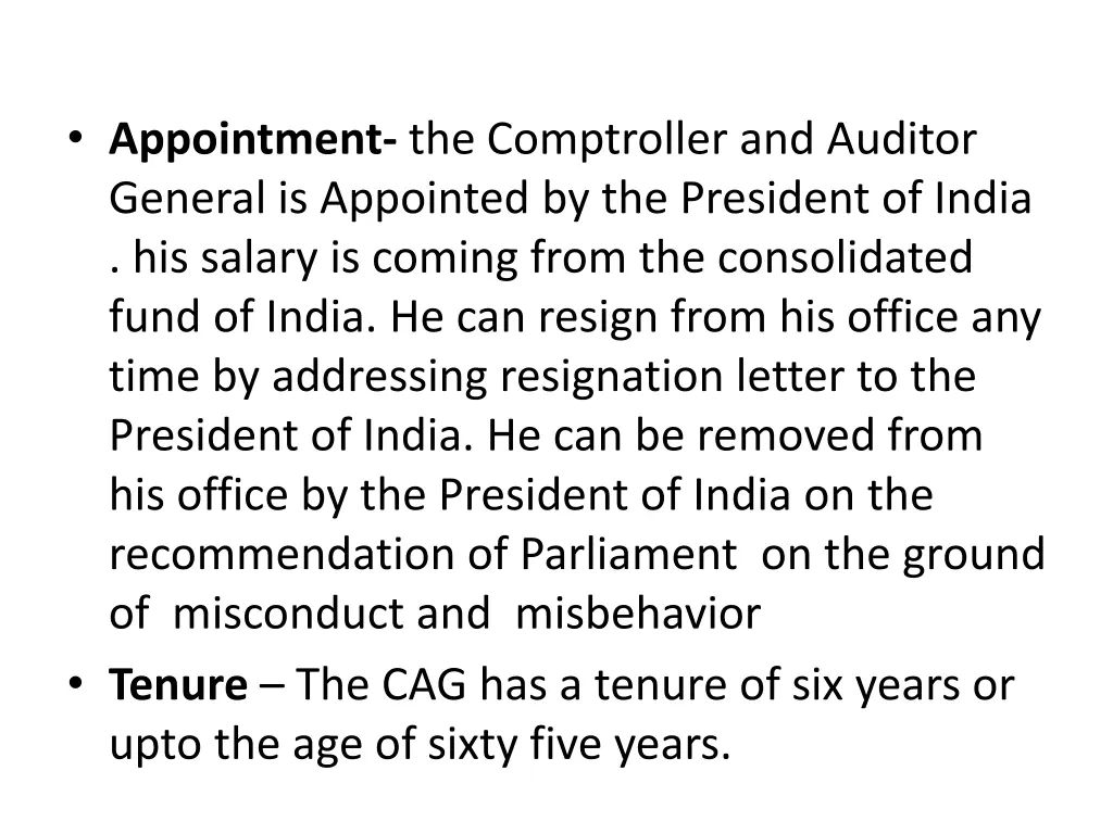 appointment the comptroller and auditor general