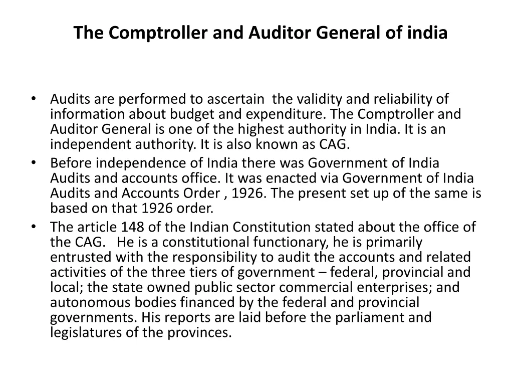 the comptroller and auditor general of india