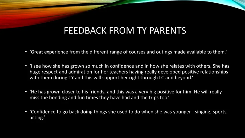 feedback from ty parents 1