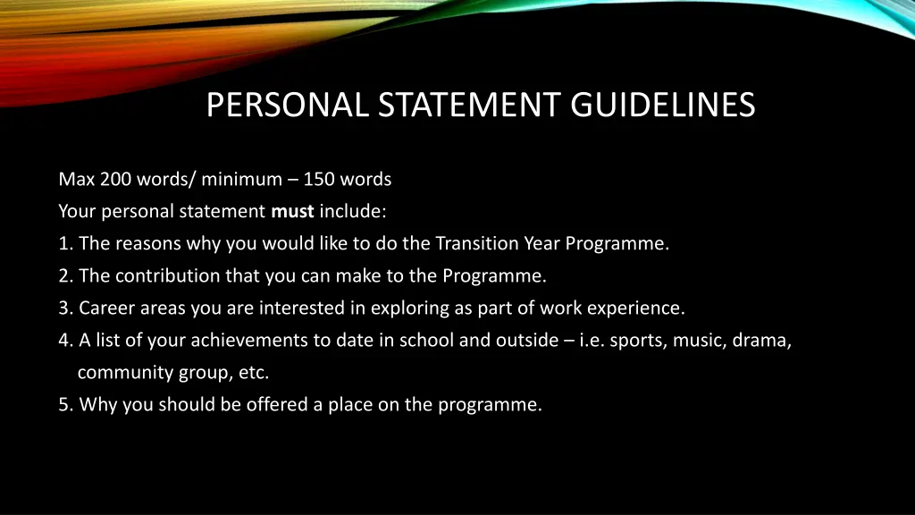 personal statement guidelines