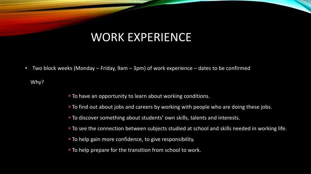 work experience