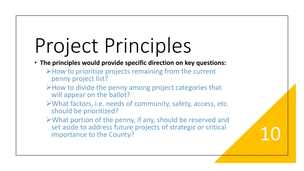 project principles the principles would provide