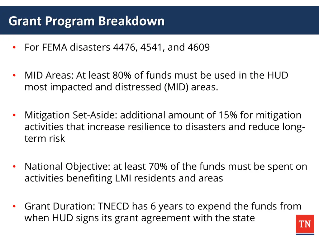 grant program breakdown