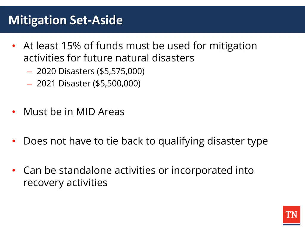 mitigation set aside