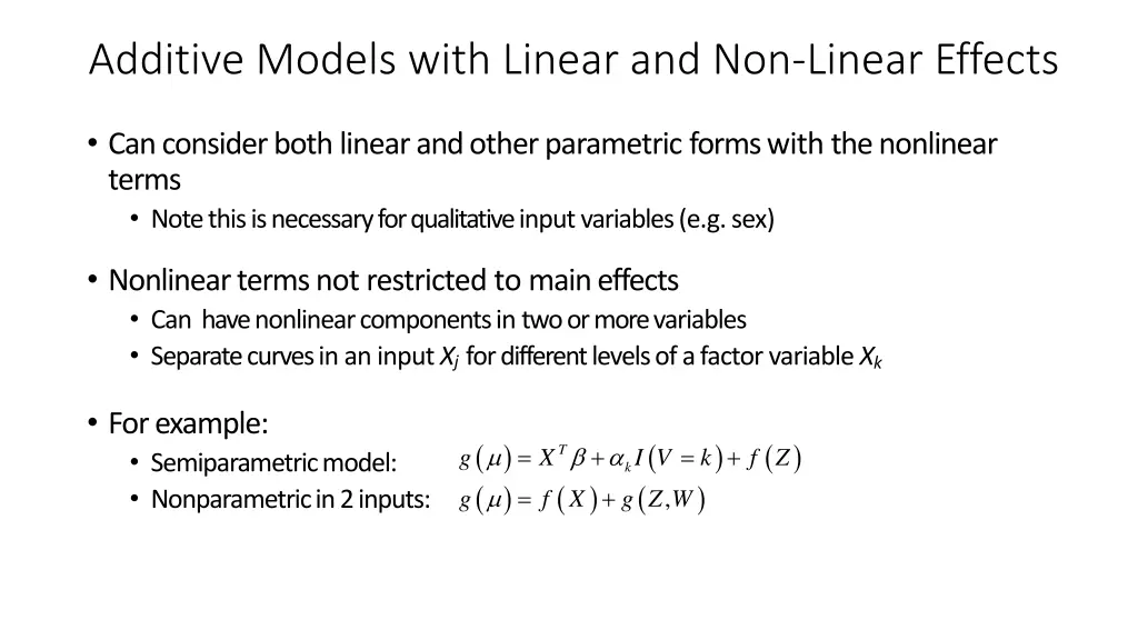 additive models with linear and non linear effects