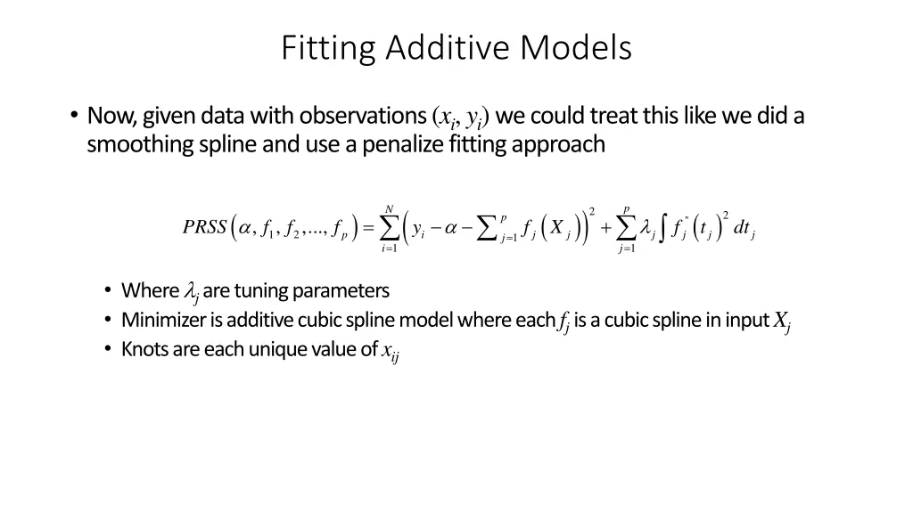 fitting additive models 1
