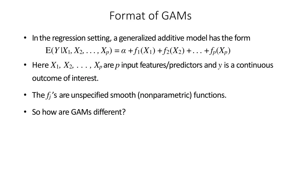 format of gams