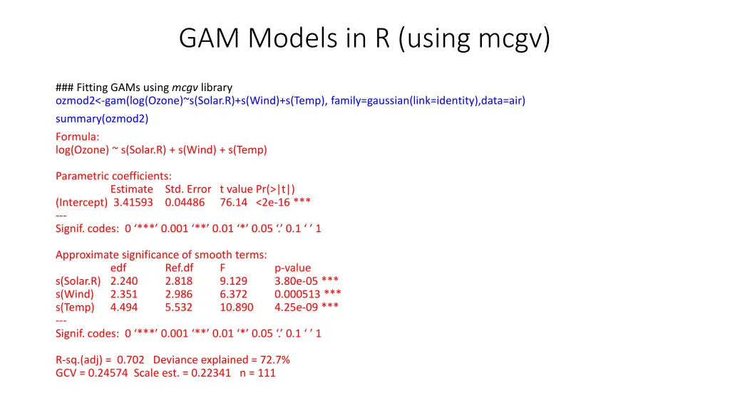 gam models in r using mcgv