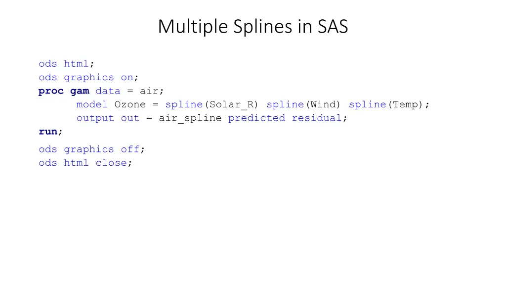 multiple splines in sas