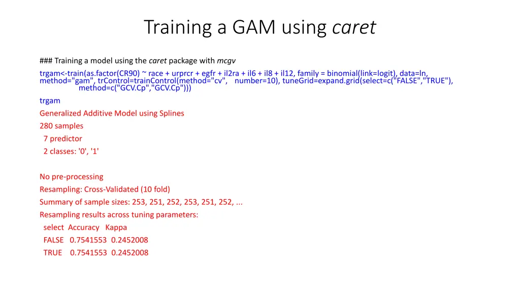 training a gam using caret 1