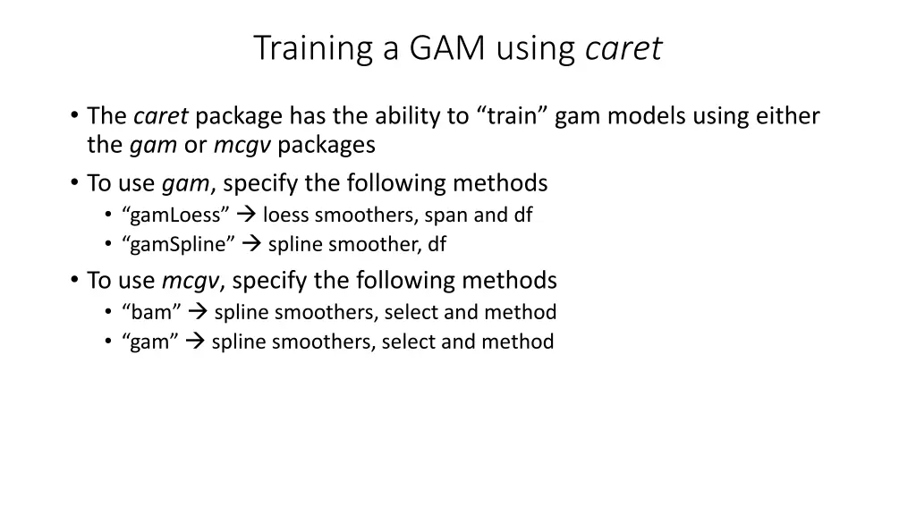 training a gam using caret