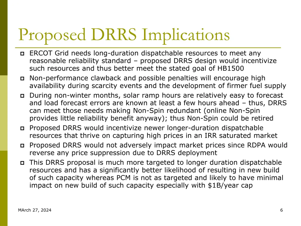 proposed drrs implications