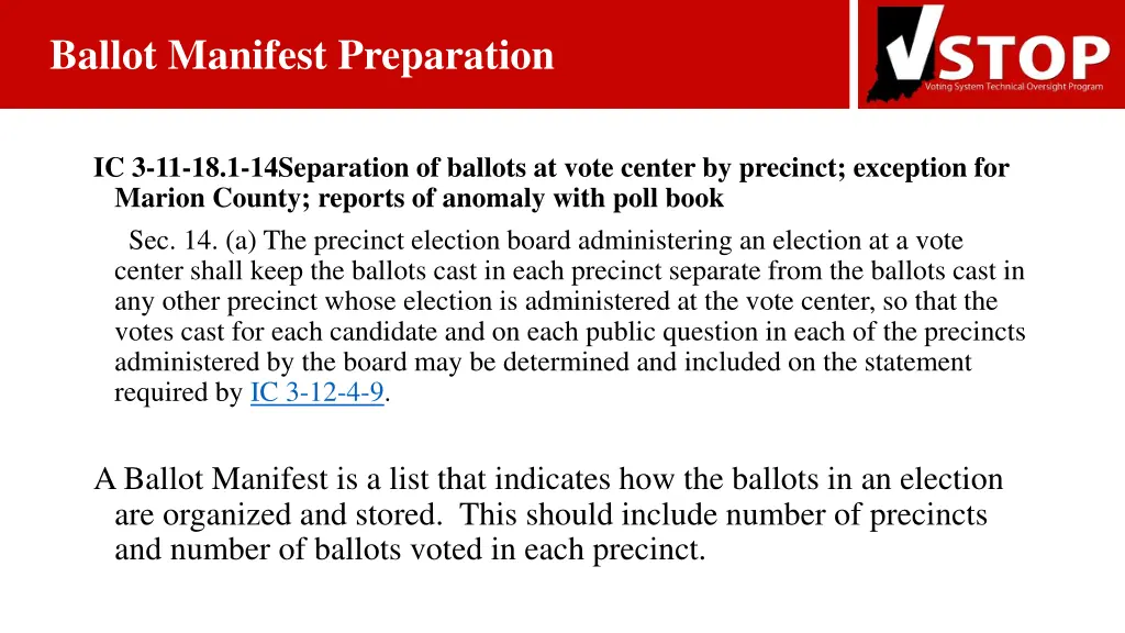 ballot manifest preparation