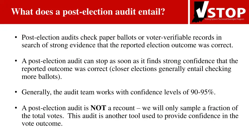 what does a post election audit entail