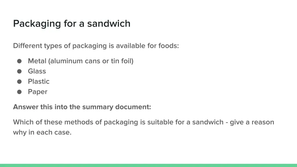 packaging for a sandwich