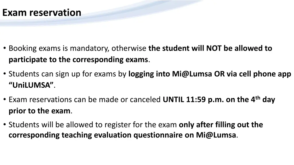 exam reservation