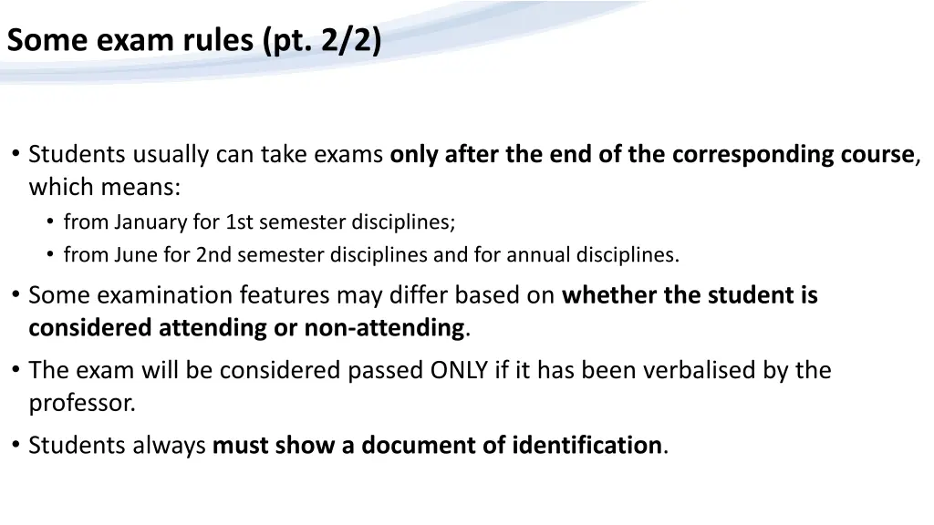 some exam rules pt 2 2