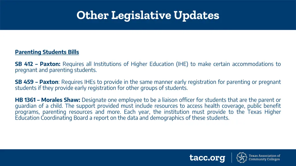 other legislative updates