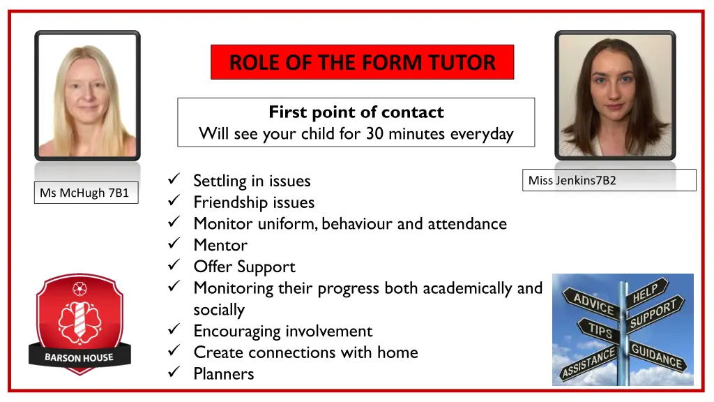 first point of contact will see your child